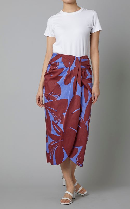 フラワープリントタックミディスカート