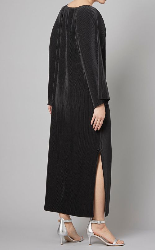 プリーツワイドスリーブマキシワンピース