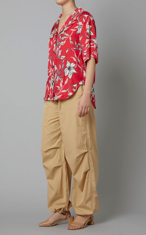 フラワープリントオープンカラーシャツ