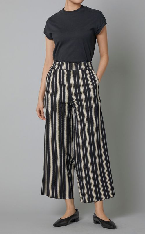 ニットジャガードストライプパンツ