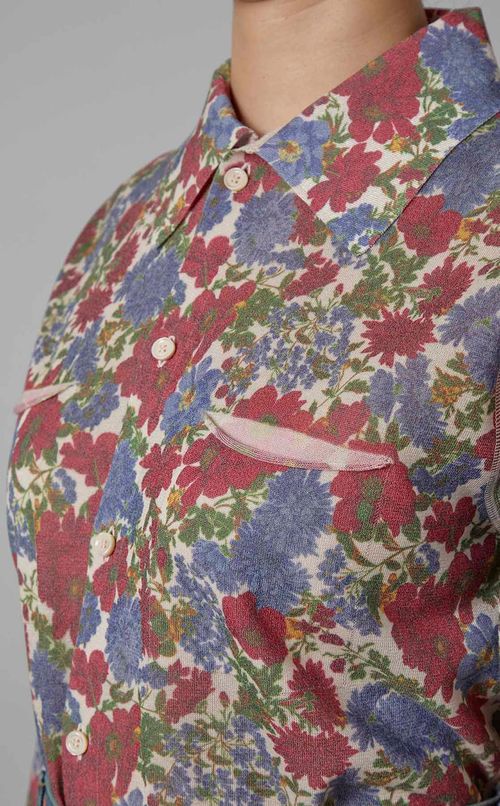 フラワー柄ニットシャツカーディガン