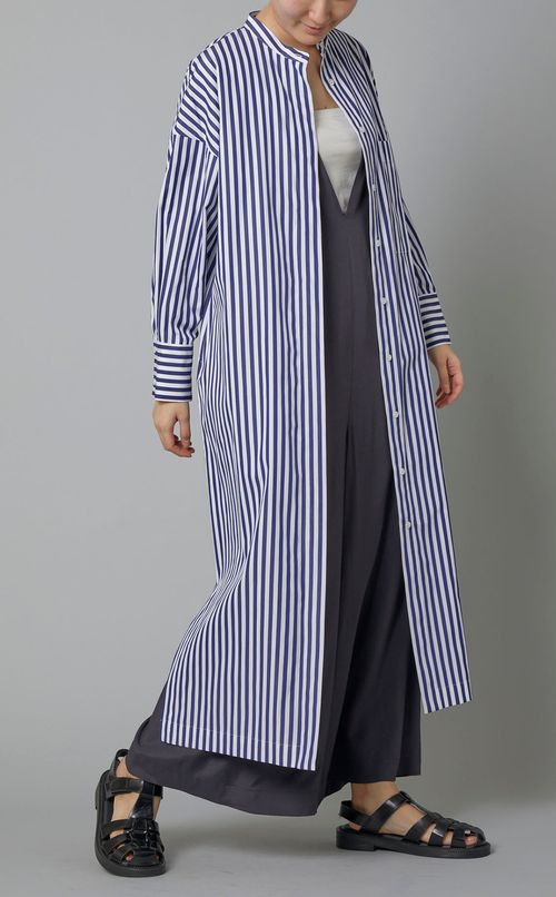 ストライプロングシャツワンピース
