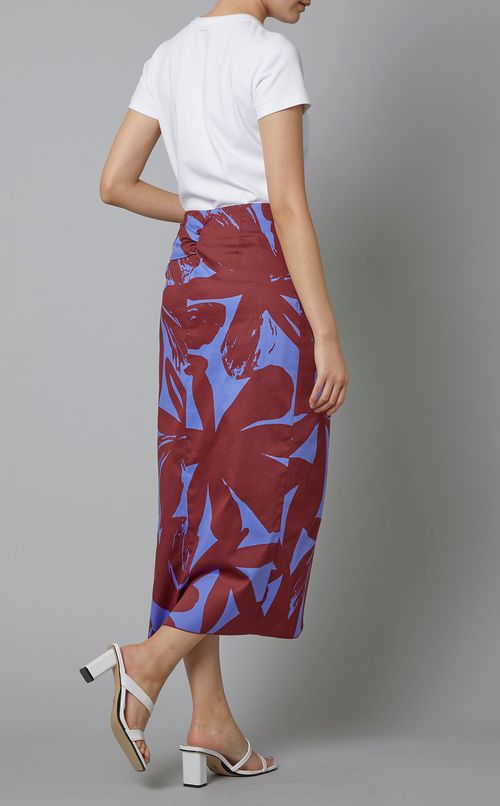 フラワープリントタックミディスカート