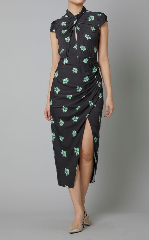 フラワープリントツイストワンピース