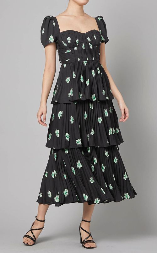 フラワープリントショートスリーブドレス