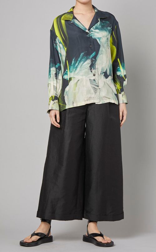 フラワープリントオープンカラーシャツ