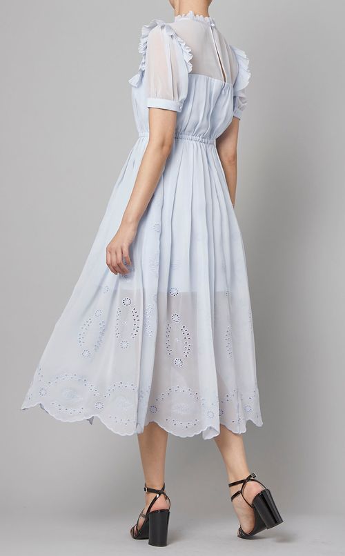 フリルレースショートスリーブドレス