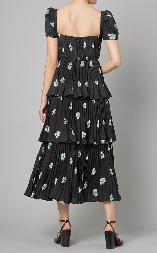 フラワープリントショートスリーブドレス