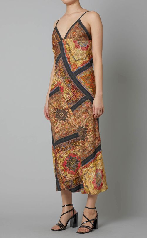 スカーフプリントスリップドレス