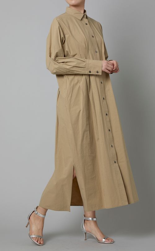 コットンロングシャツワンピース