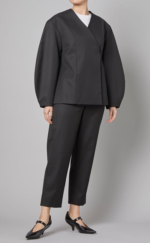 ラウンドスリーブノーカラージャケット