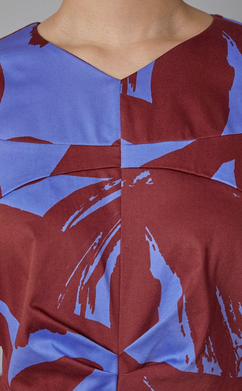 フラワープリントフロントプリーツドレス