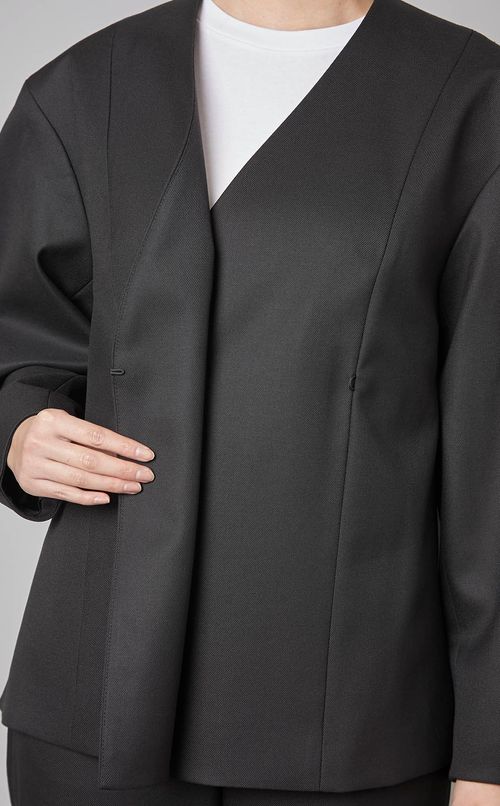 ラウンドスリーブノーカラージャケット