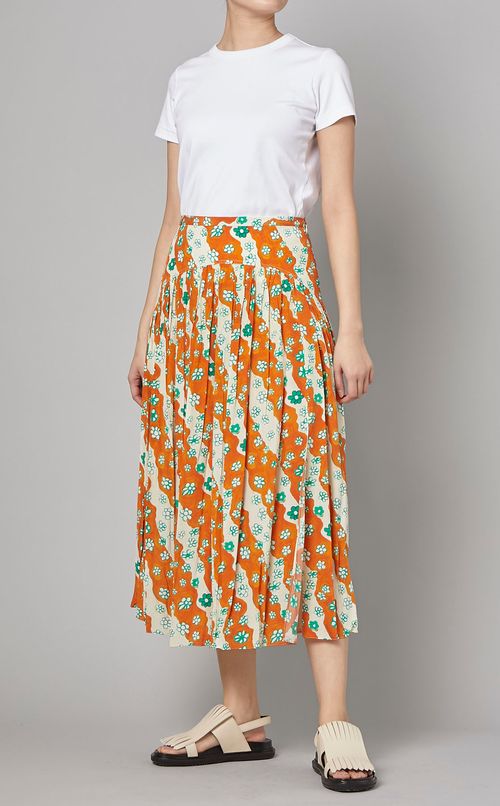 プリントギャザーロングスカート