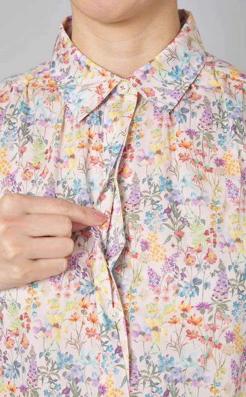 フラワープリントギャザーシャツ