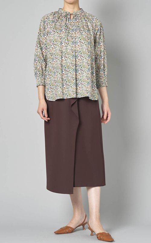 フラワープリントスキッパーブラウス