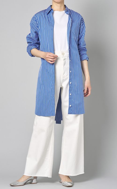 ストライプオーバーシャツワンピース