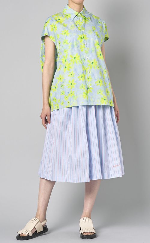 コットンストライプミディスカート