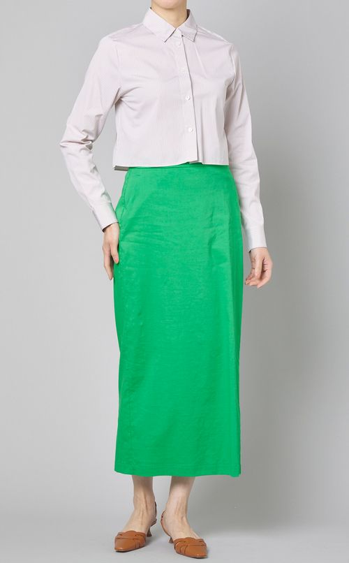 ストライプクロップドシャツ