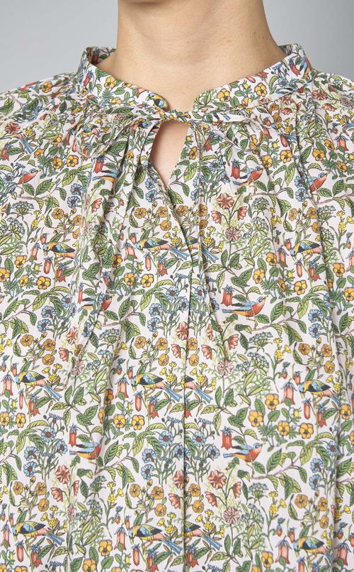 フラワープリントスキッパーブラウス