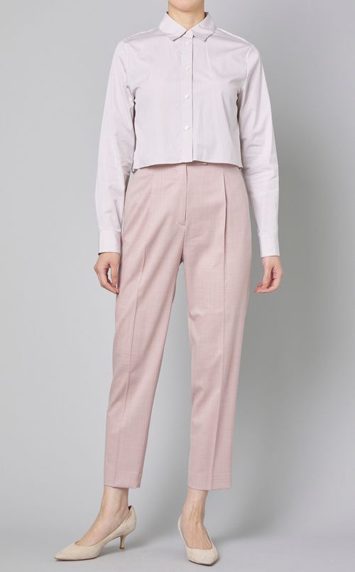 ストライプクロップドシャツ