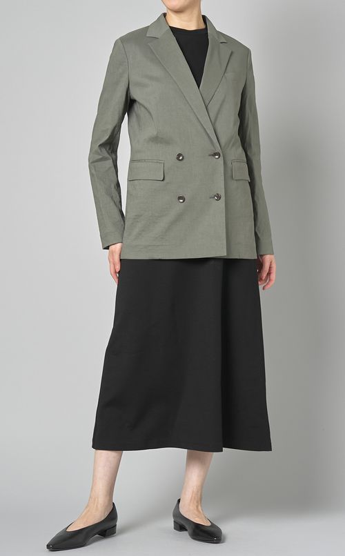 クルーネックフレアロングワンピース