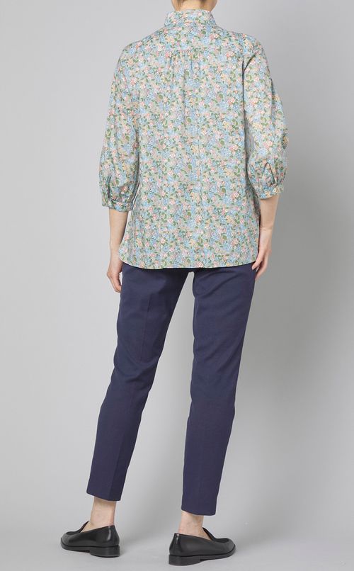 フラワープリントギャザーシャツ