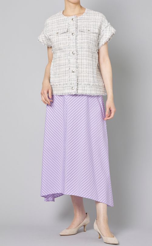 ツイードノーカラーベスト