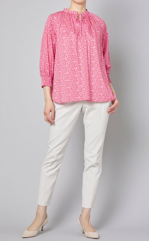 フラワープリントスキッパーブラウス