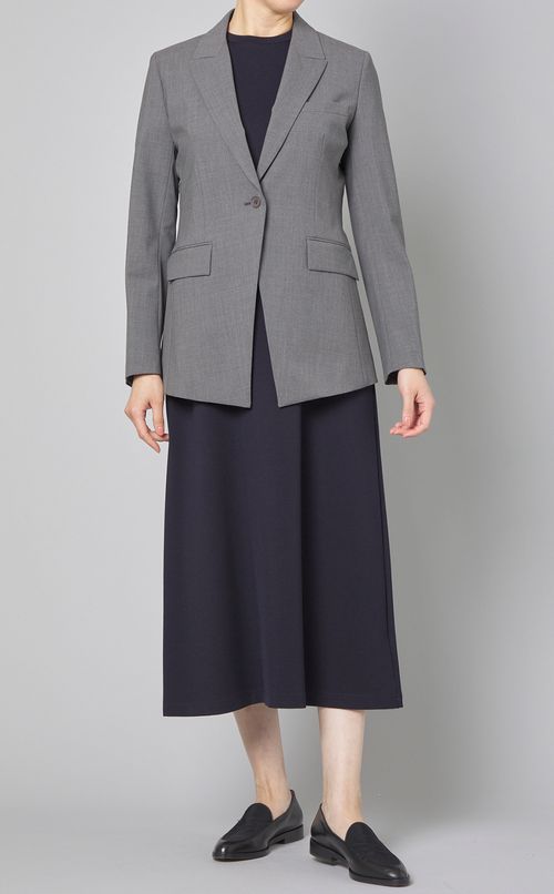 クルーネックフレアロングワンピース