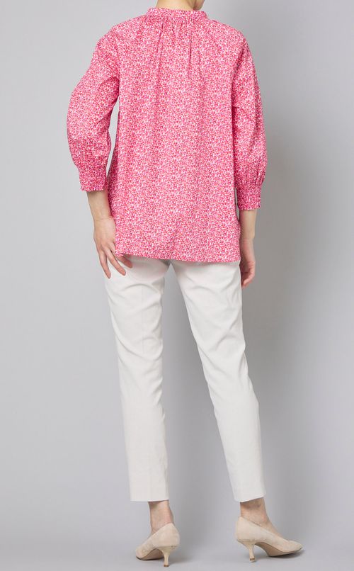 フラワープリントスキッパーブラウス