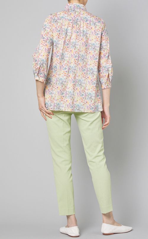 フラワープリントギャザーシャツ