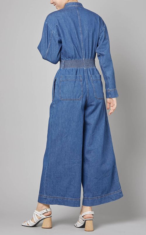 ウォッシュドデニムオールインワン