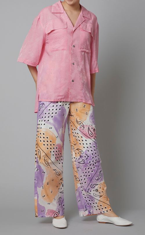 ジャガードオープンカラーシャツ