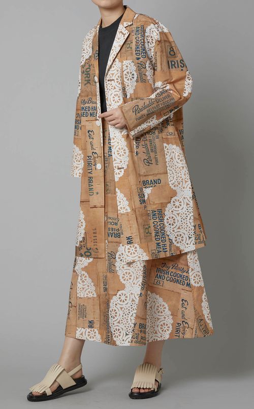 コラージュプリントステンカラーコート