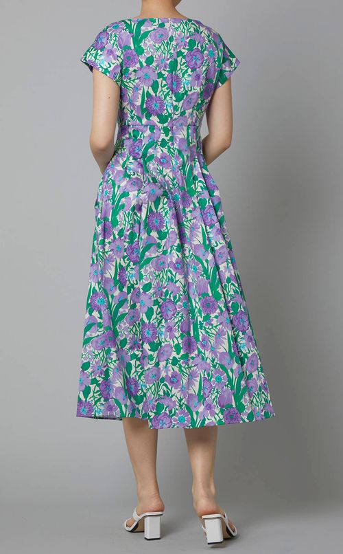 フラワープリントフレンチスリーブドレス