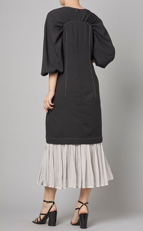 異素材ドッキングロングドレス