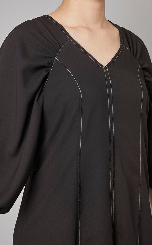 異素材ドッキングロングドレス