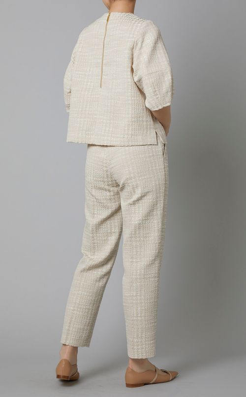 パフスリーブジャカードブラウス