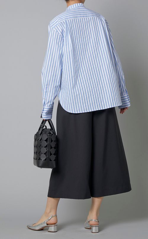 スタンドネックストライプシャツ