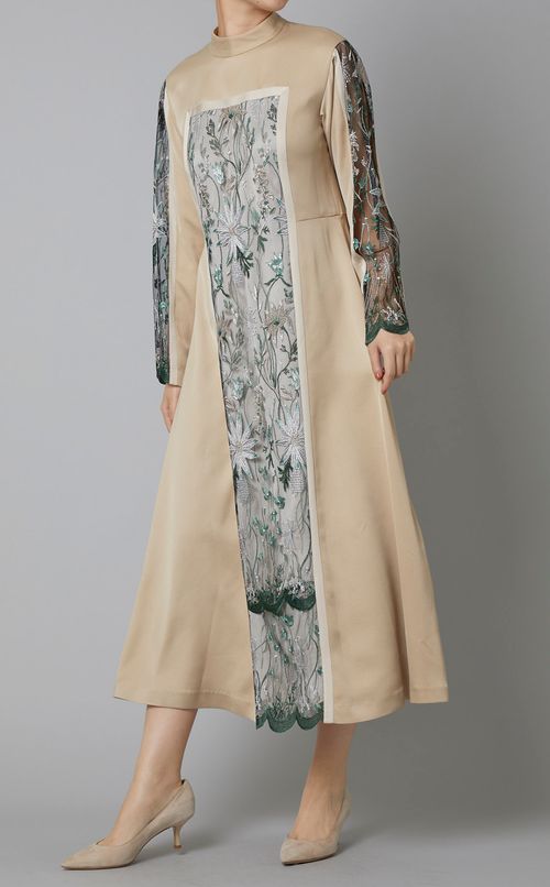 フラワーチュールスタンドネックドレス