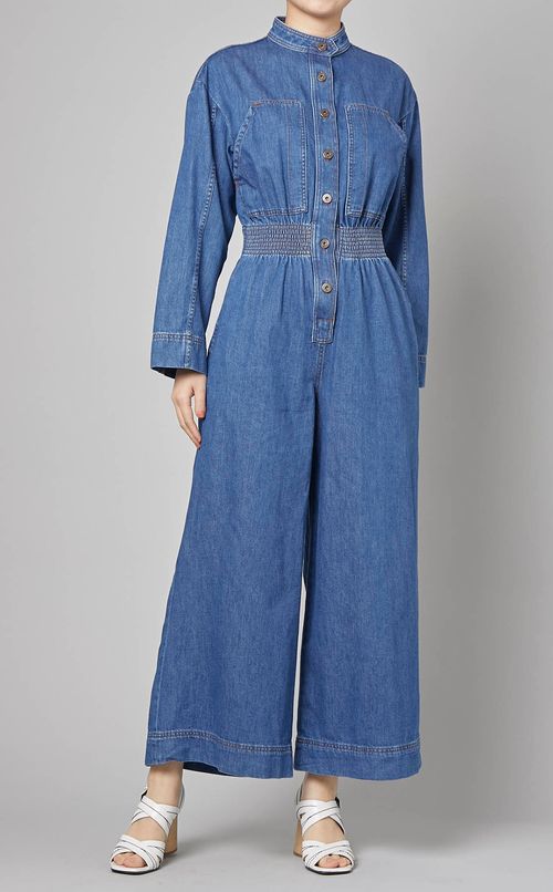 ウォッシュドデニムオールインワン