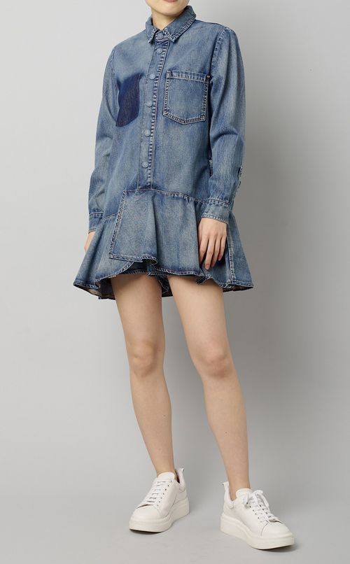 デニムワンピースロンパース