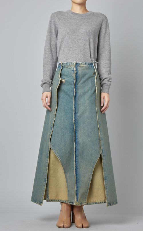 デザインデニムロングスカート