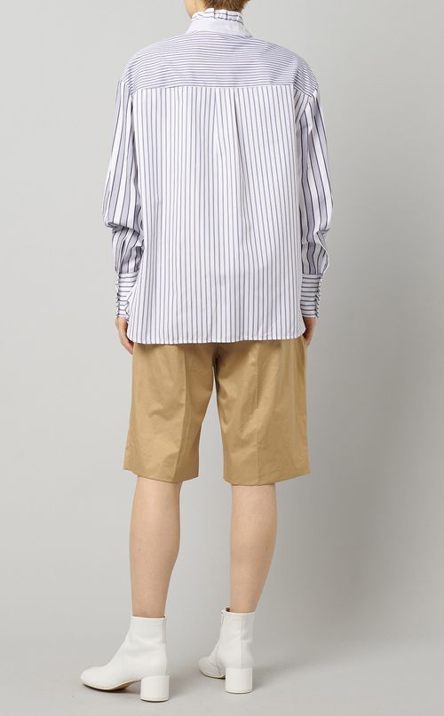 マルチストライプパフスリーブシャツ