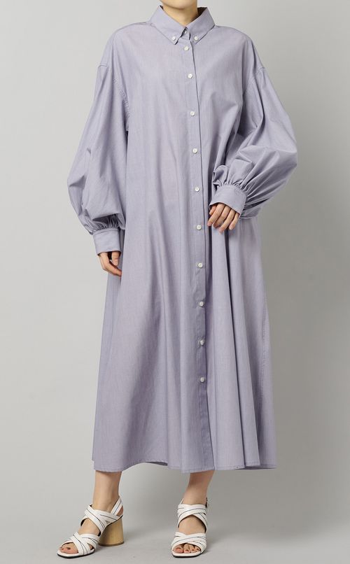 ギャザースリーブシャツドレス