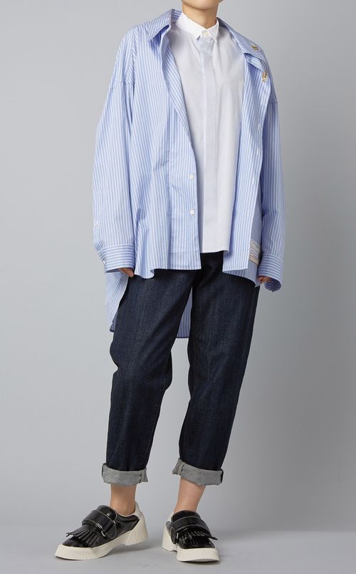 レイヤードストライプシャツ