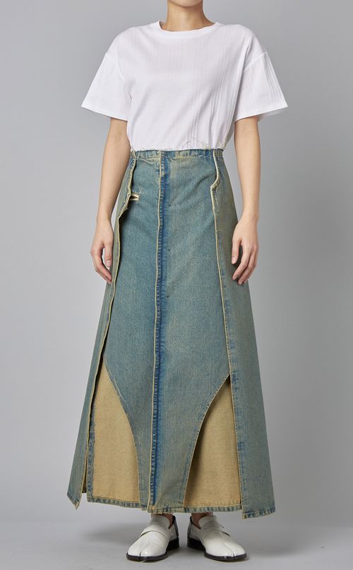 デザインデニムロングスカート