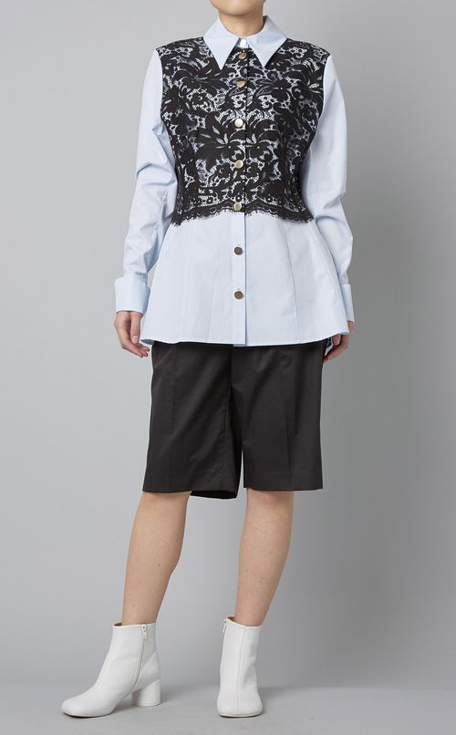 レース切替フレアシャツ