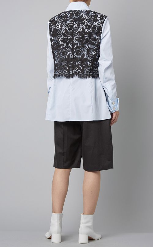 レース切替フレアシャツ